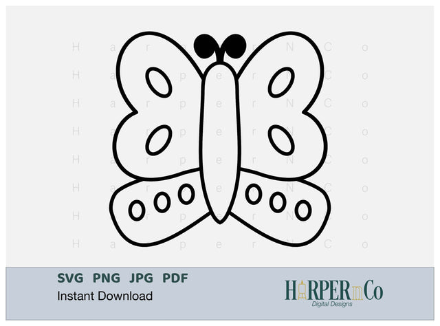 Butterfly Outline 13 SVG PNG Cut EPS File SVG HarperNCo 