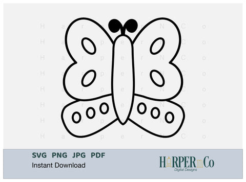 Butterfly Outline 13 SVG PNG Cut EPS File SVG HarperNCo 