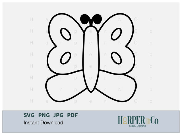 Butterfly Outline 14 SVG PNG Cut EPS File SVG HarperNCo 