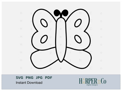 Butterfly Outline 14 SVG PNG Cut EPS File SVG HarperNCo 