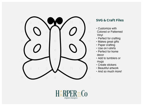 Butterfly Outline 14 SVG PNG Cut EPS File SVG HarperNCo 