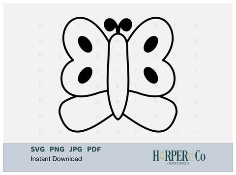 Butterfly Outline 15 SVG PNG Cut EPS File SVG HarperNCo 