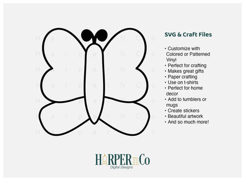 Butterfly Outline 16 SVG PNG Cut EPS File SVG HarperNCo 