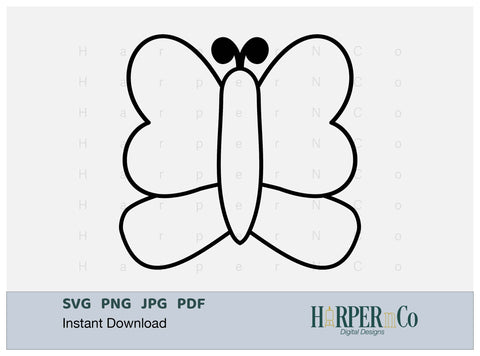 Butterfly Outline 16 SVG PNG Cut EPS File SVG HarperNCo 