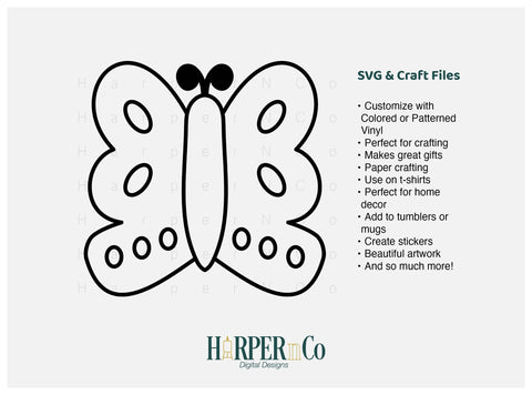Butterfly Outline 17 SVG PNG Cut EPS File SVG HarperNCo 
