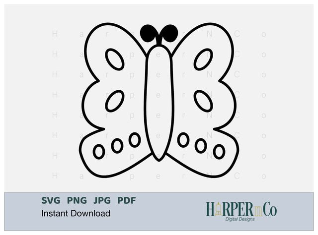 Butterfly Outline 17 SVG PNG Cut EPS File SVG HarperNCo 