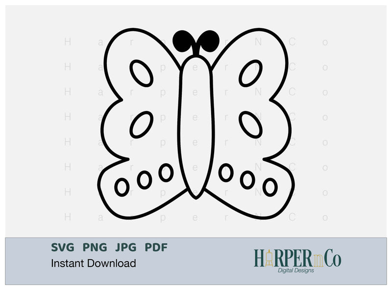 Butterfly Outline 17 SVG PNG Cut EPS File SVG HarperNCo 