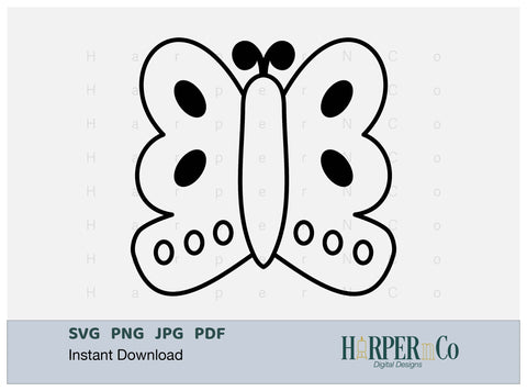Butterfly Outline 18 SVG PNG Cut EPS File SVG HarperNCo 