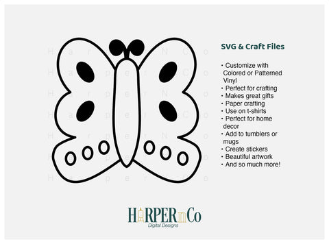 Butterfly Outline 18 SVG PNG Cut EPS File SVG HarperNCo 