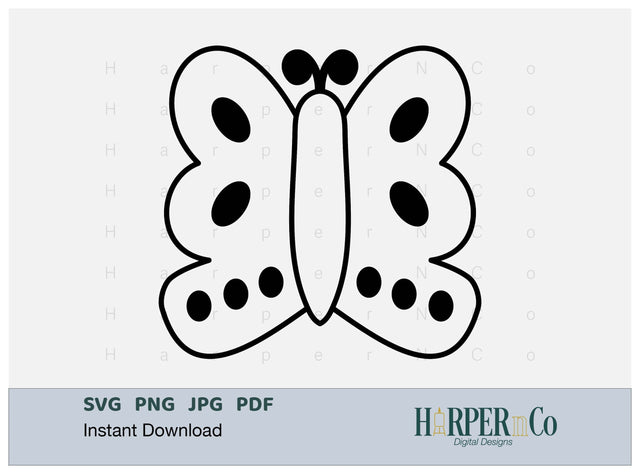 Butterfly Outline 19 SVG PNG Cut EPS File SVG HarperNCo 