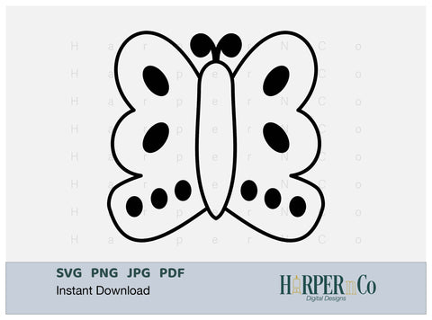 Butterfly Outline 19 SVG PNG Cut EPS File SVG HarperNCo 