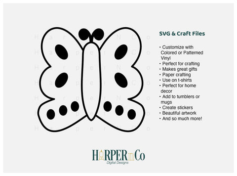 Butterfly Outline 19 SVG PNG Cut EPS File SVG HarperNCo 