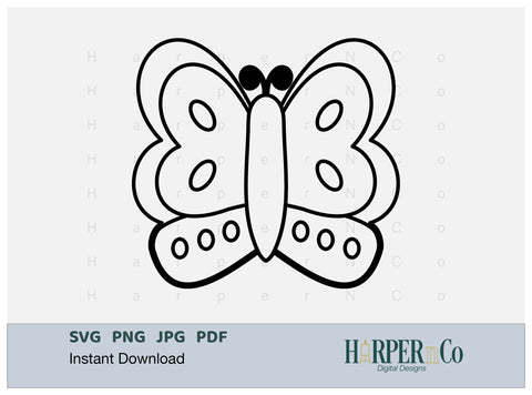 Butterfly Outline 2 SVG PNG Cut EPS File SVG HarperNCo 
