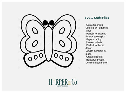 Butterfly Outline 2 SVG PNG Cut EPS File SVG HarperNCo 