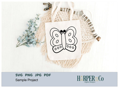 Butterfly Outline 2 SVG PNG Cut EPS File SVG HarperNCo 