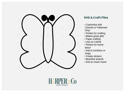 Butterfly Outline 20 SVG PNG Cut EPS File SVG HarperNCo 