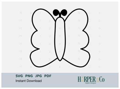 Butterfly Outline 20 SVG PNG Cut EPS File SVG HarperNCo 