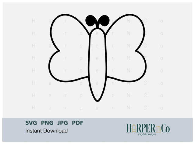 Butterfly Outline 21 SVG PNG Cut EPS File SVG HarperNCo 