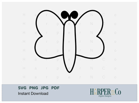 Butterfly Outline 21 SVG PNG Cut EPS File SVG HarperNCo 