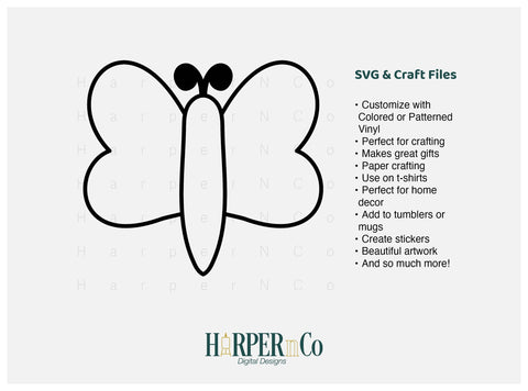 Butterfly Outline 21 SVG PNG Cut EPS File SVG HarperNCo 