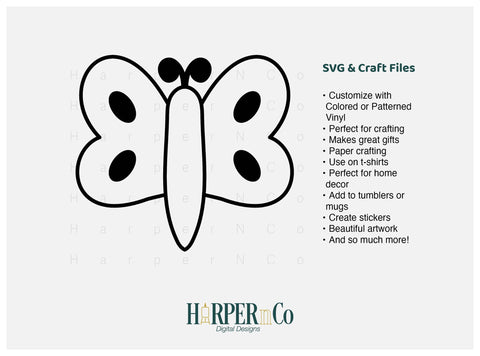 Butterfly Outline 22 SVG PNG Cut EPS File SVG HarperNCo 