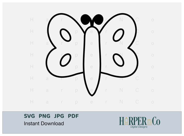 Butterfly Outline 23 SVG PNG Cut EPS File SVG HarperNCo 