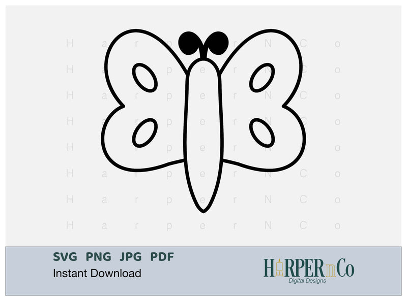 Butterfly Outline 23 SVG PNG Cut EPS File SVG HarperNCo 