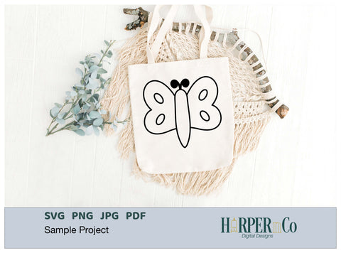 Butterfly Outline 23 SVG PNG Cut EPS File SVG HarperNCo 