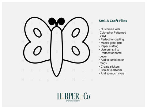 Butterfly Outline 23 SVG PNG Cut EPS File SVG HarperNCo 