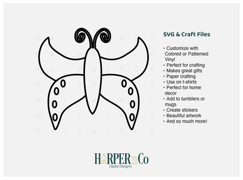 Butterfly Outline 24 SVG PNG Cut EPS File SVG HarperNCo 