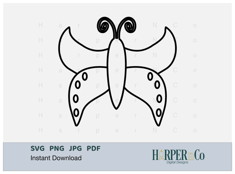 Butterfly Outline 24 SVG PNG Cut EPS File SVG HarperNCo 