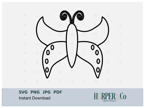 Butterfly Outline 24 SVG PNG Cut EPS File SVG HarperNCo 
