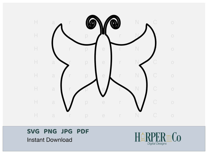 Butterfly Outline 25 SVG PNG Cut EPS File SVG HarperNCo 
