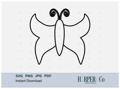 Butterfly Outline 25 SVG PNG Cut EPS File SVG HarperNCo 