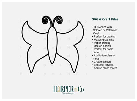 Butterfly Outline 25 SVG PNG Cut EPS File SVG HarperNCo 