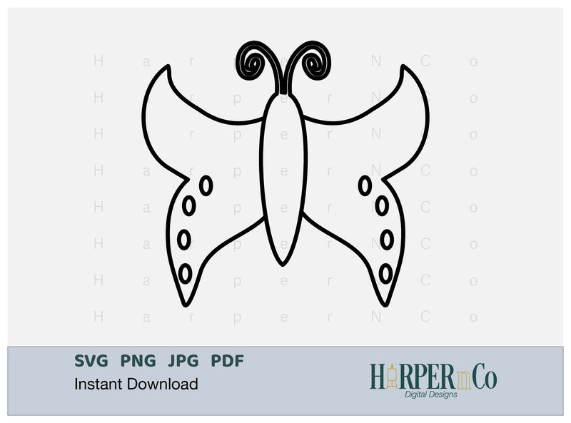 Butterfly Outline 26 SVG PNG Cut EPS File SVG HarperNCo 
