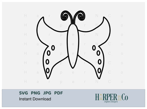 Butterfly Outline 26 SVG PNG Cut EPS File SVG HarperNCo 