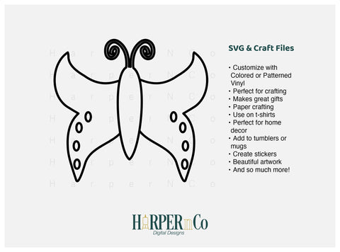 Butterfly Outline 26 SVG PNG Cut EPS File SVG HarperNCo 