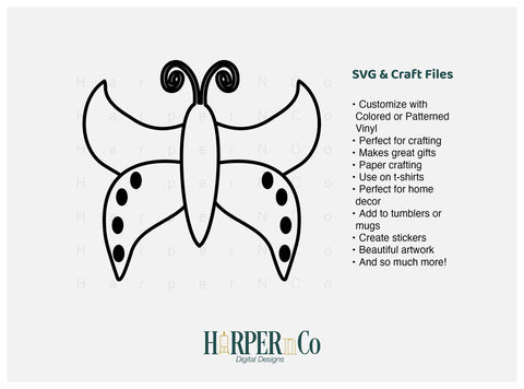 Butterfly Outline 27 SVG PNG Cut EPS File SVG HarperNCo 