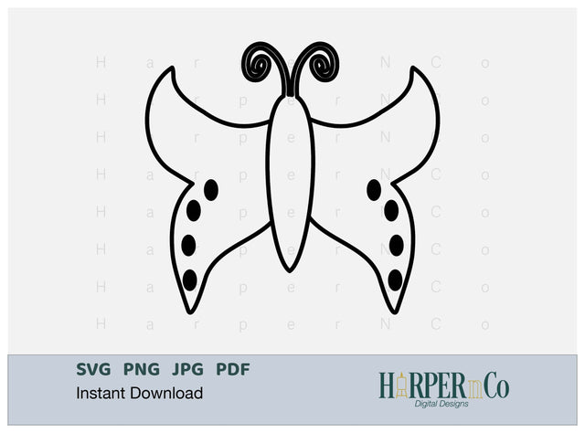 Butterfly Outline 28 SVG PNG Cut EPS File SVG HarperNCo 