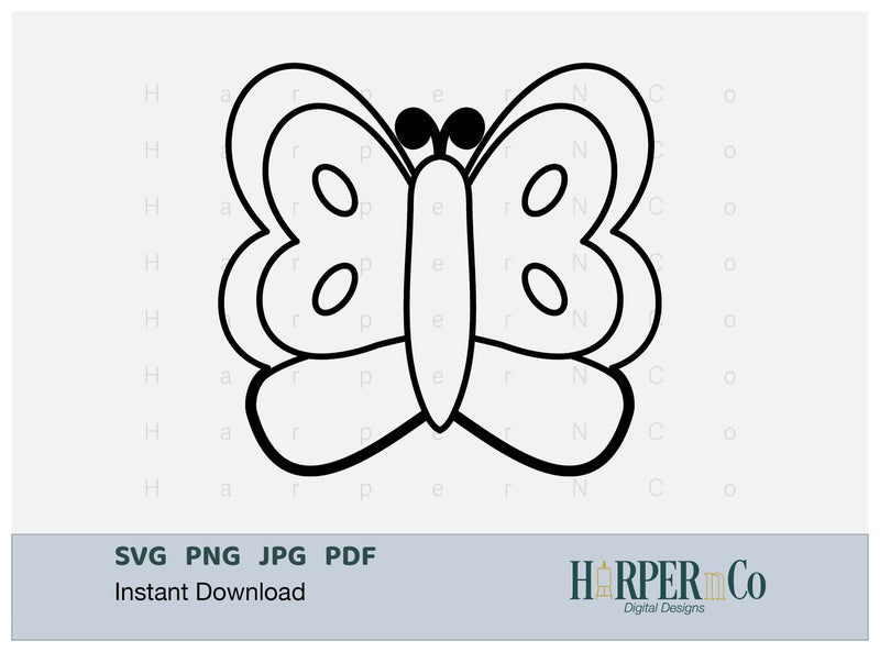 Butterfly Outline 3 SVG PNG Cut EPS File SVG HarperNCo 