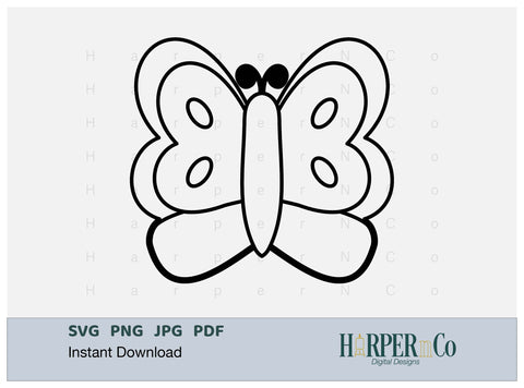 Butterfly Outline 3 SVG PNG Cut EPS File SVG HarperNCo 