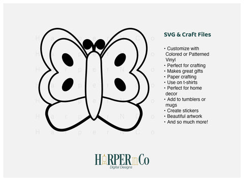 Butterfly Outline 4 SVG PNG Cut EPS File SVG HarperNCo 