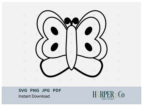 Butterfly Outline 4 SVG PNG Cut EPS File SVG HarperNCo 