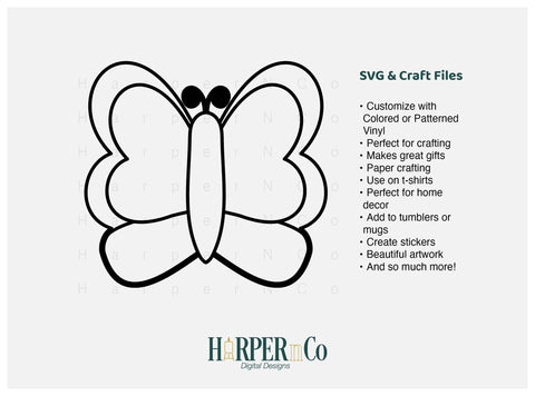 Butterfly Outline 5 SVG PNG Cut EPS File SVG HarperNCo 