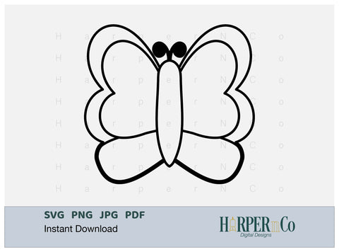 Butterfly Outline 5 SVG PNG Cut EPS File SVG HarperNCo 