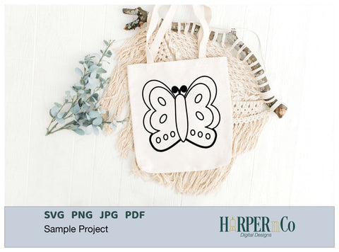 Butterfly Outline 6 SVG PNG Cut EPS File SVG HarperNCo 