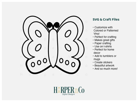 Butterfly Outline 6 SVG PNG Cut EPS File SVG HarperNCo 