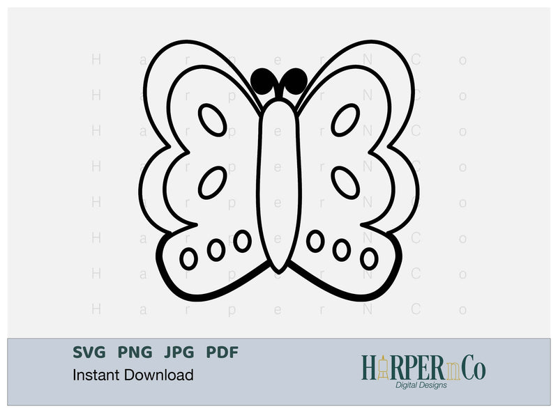 Butterfly Outline 6 SVG PNG Cut EPS File SVG HarperNCo 