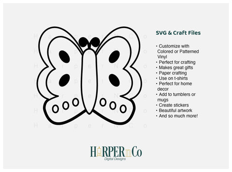 Butterfly Outline 7 SVG PNG Cut EPS File SVG HarperNCo 
